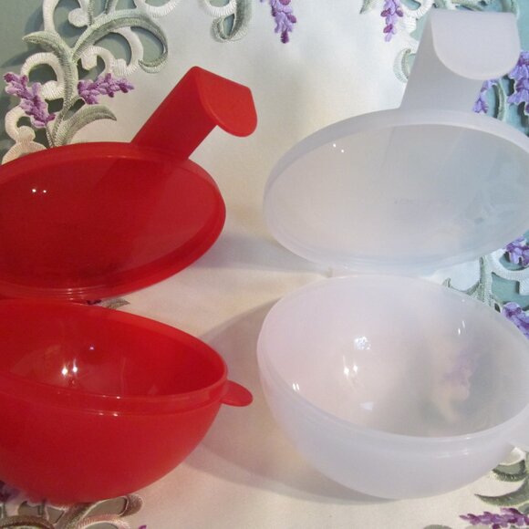 Tupperware Forget Me Not Round Fridge Hanging Containers 12oz Red & Ice Set of 2 - Picture 4 of 16